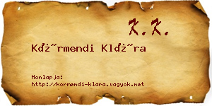 Körmendi Klára névjegykártya